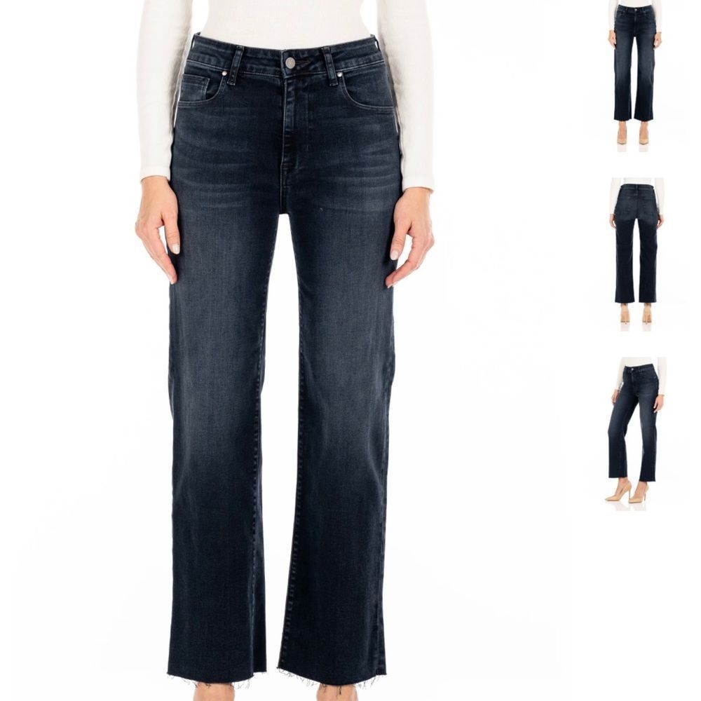 Fidelity Malibu High Wasit wide leg crop navy blue Light Destress Jeans 29x24